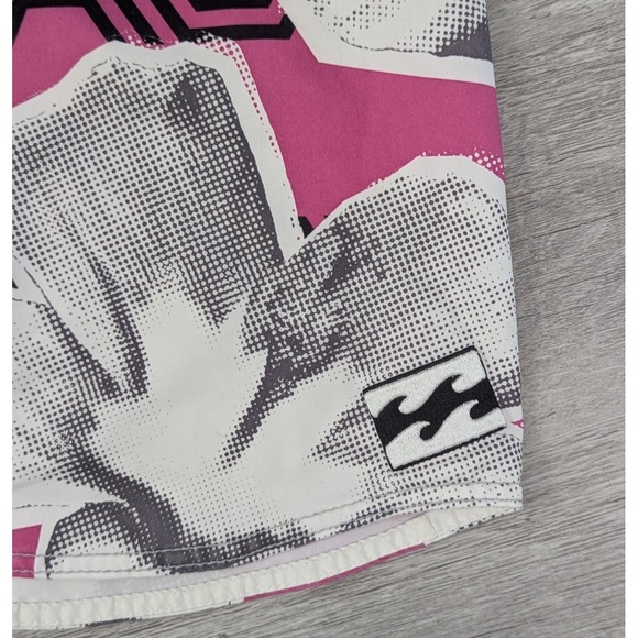 Billabong Board Shorts Size 34 Pink White Floral Print With Comb In Pocket - Picture 3 of 9